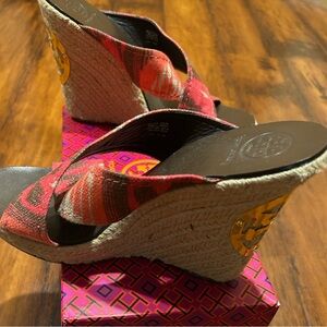 Tory Burch Multi Colored Wedge Sandals